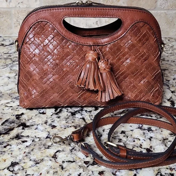 Patricia Nash Sora Braided Stitch Leather Cutout Satchel - Picture 1 of 13